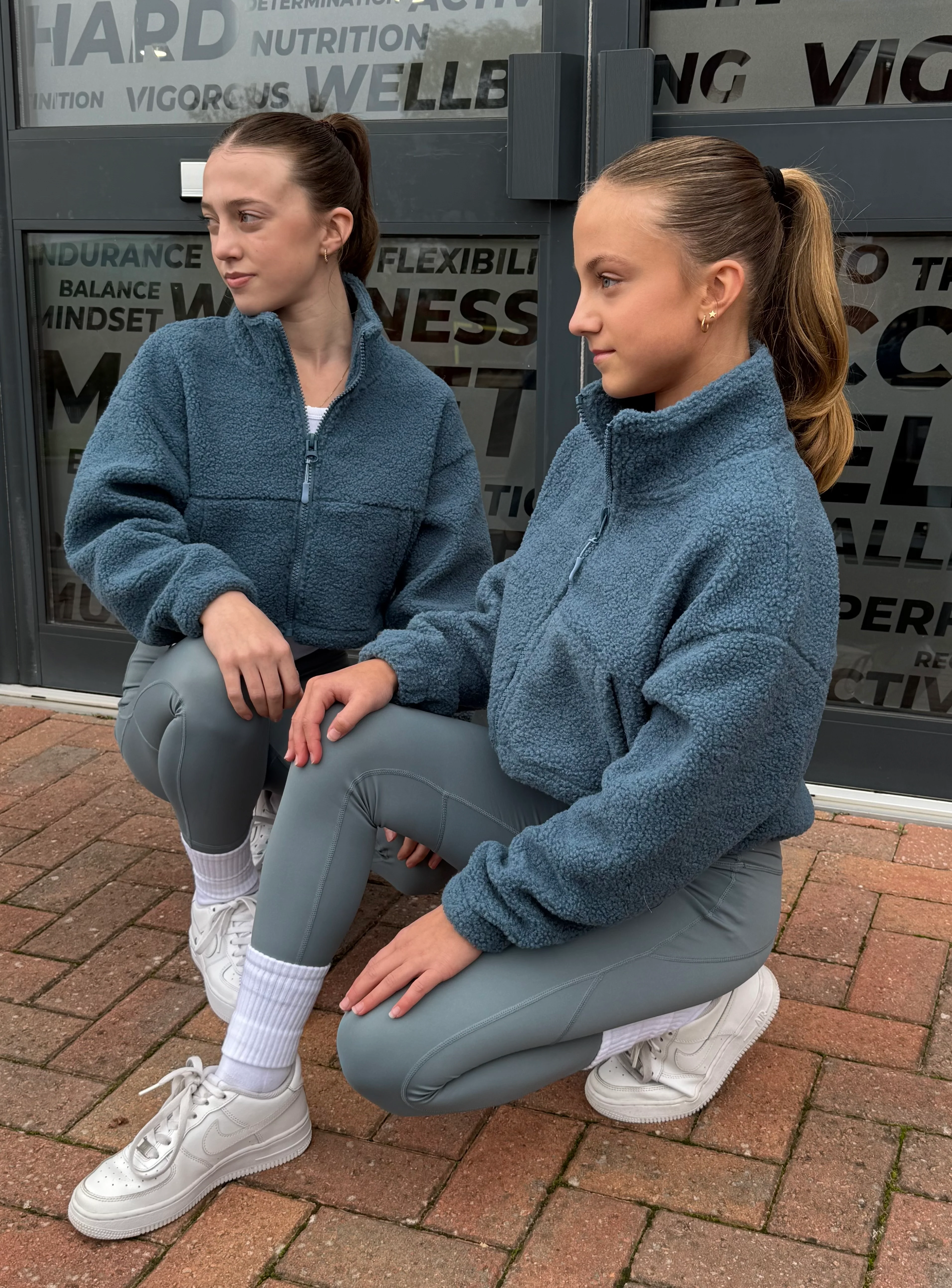 Fleece Cropped Jacket Blue - Image 14