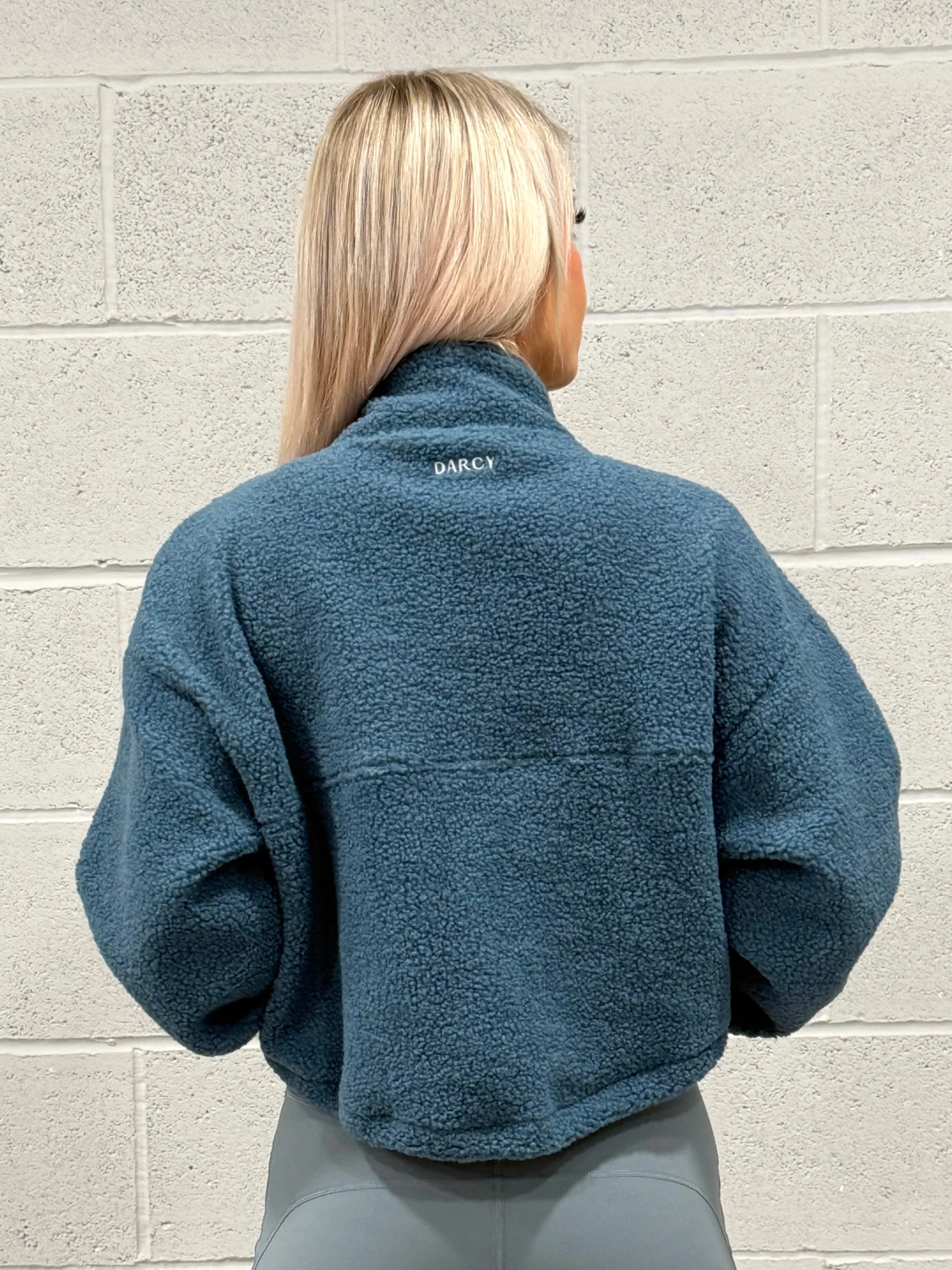 Fleece Cropped Jacket Blue - Image 17