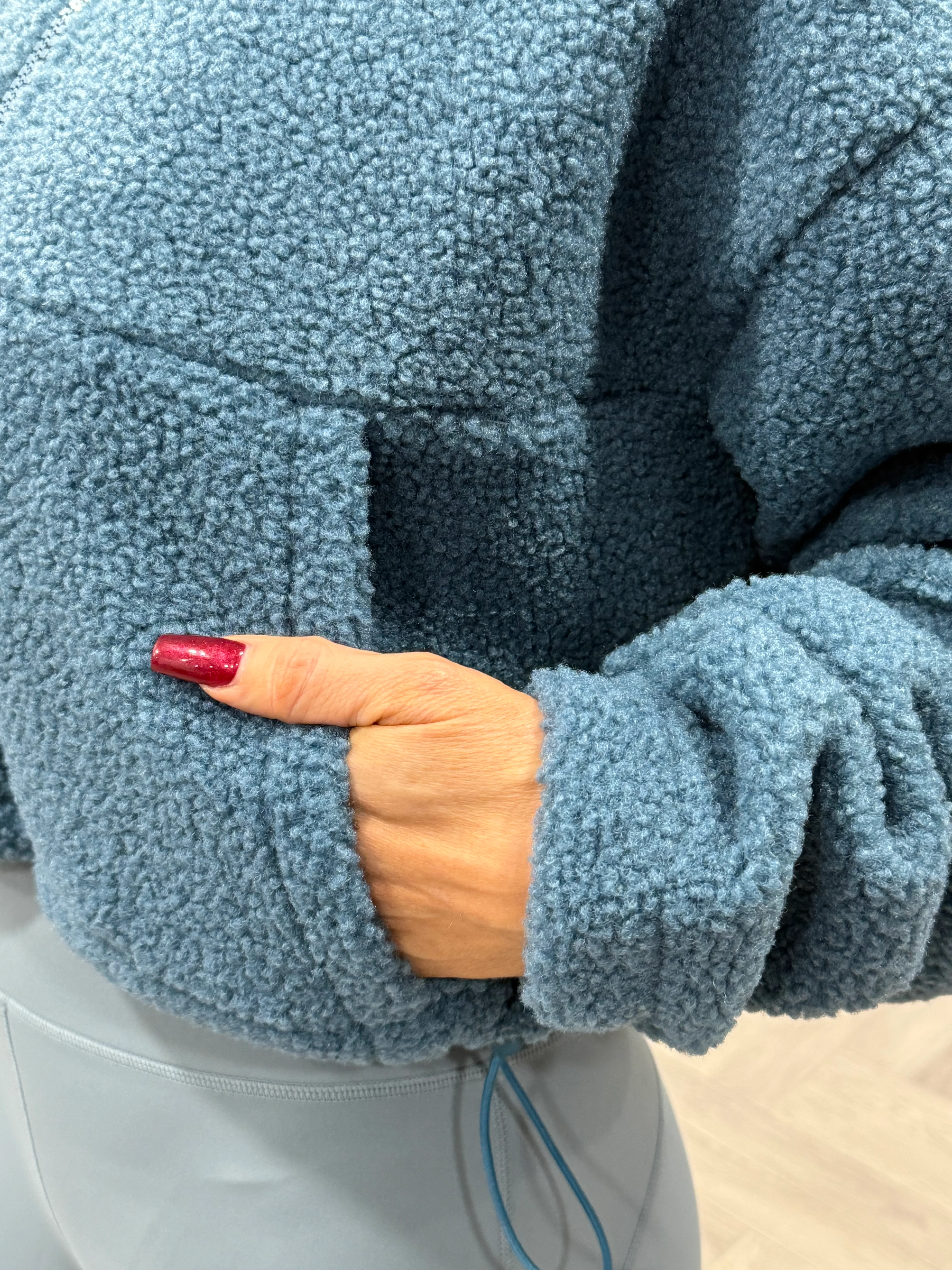 Fleece Cropped Jacket Blue - Image 20