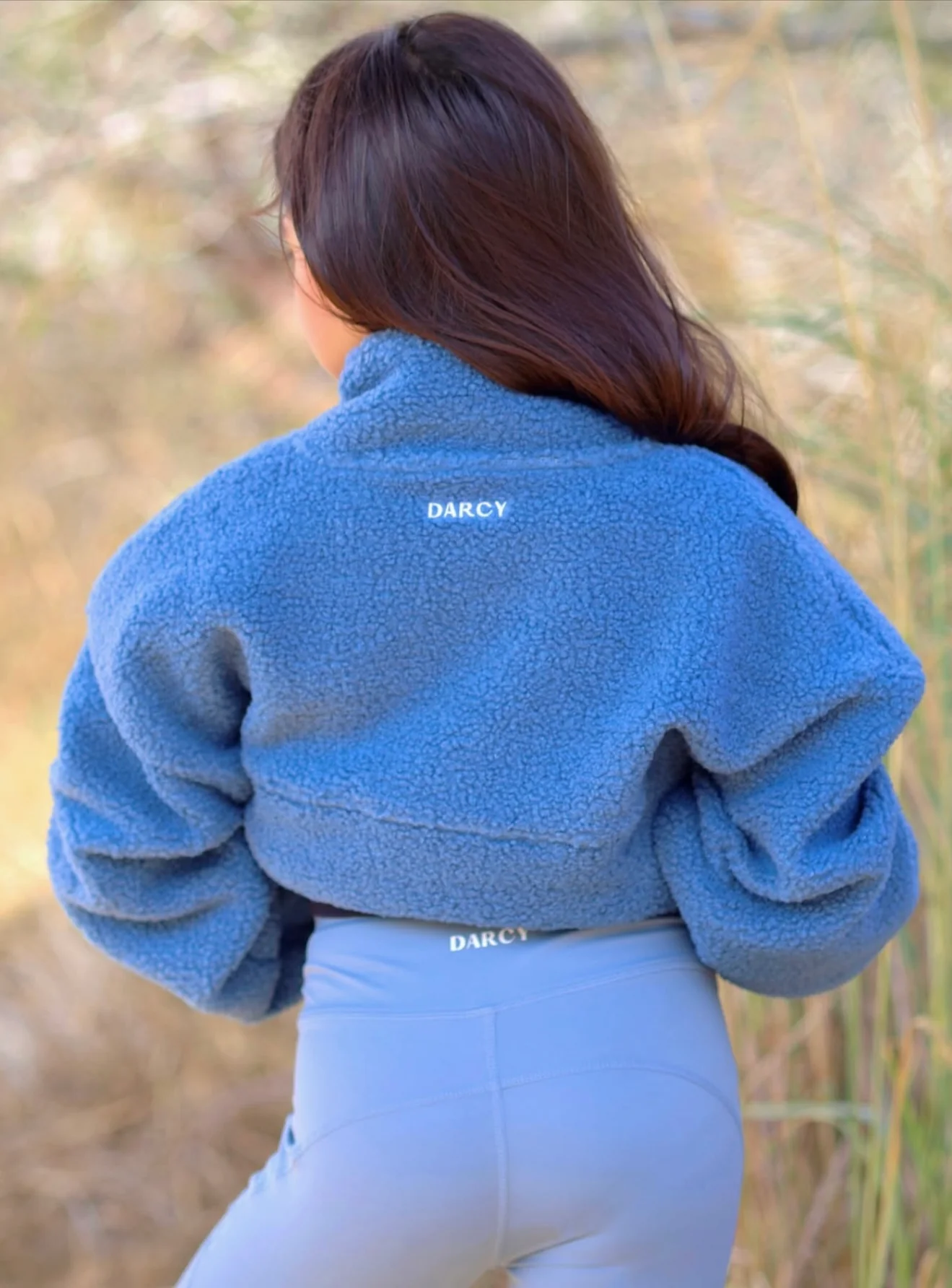 Fleece Cropped Jacket Blue - Image 6